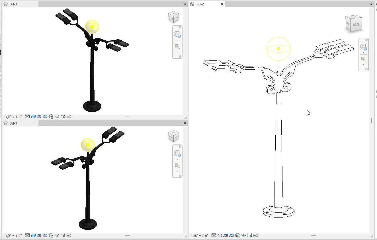 Double lighting pole Revit Family.rfa