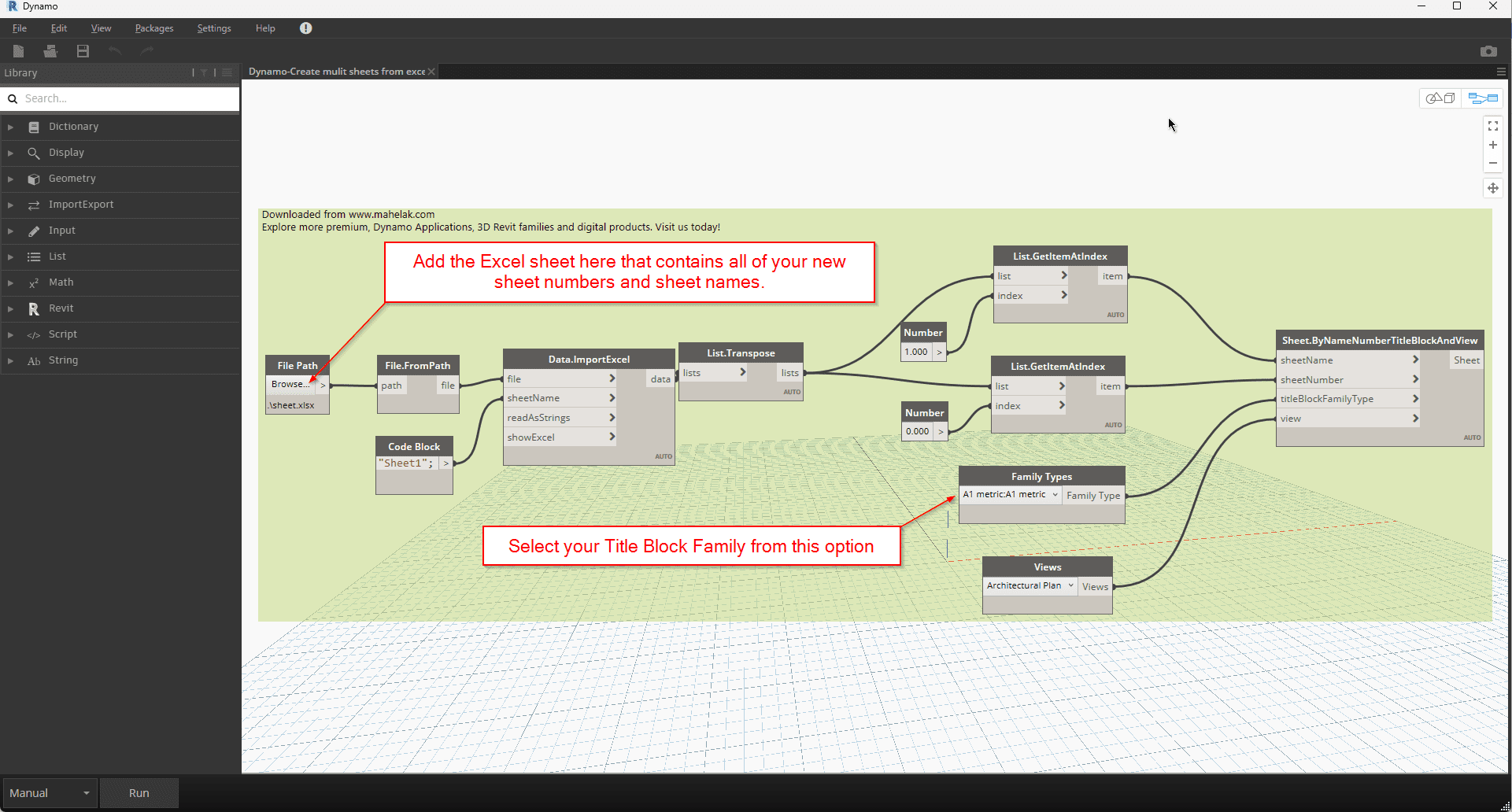 Dynamo-Create mulit sheets from excel