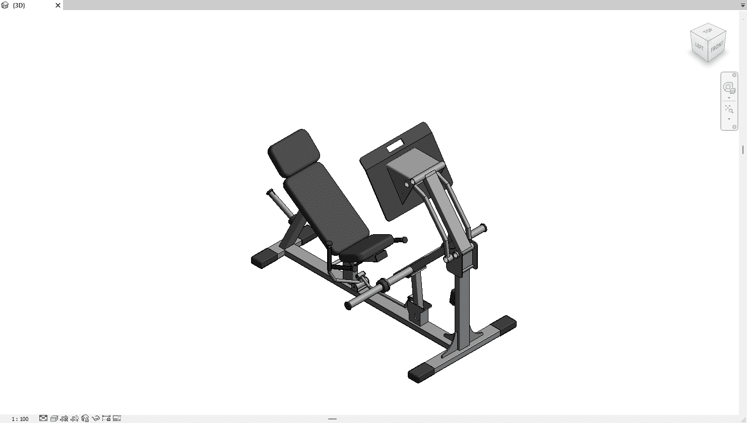 Diagonal Press Revit model for gym and fitness design