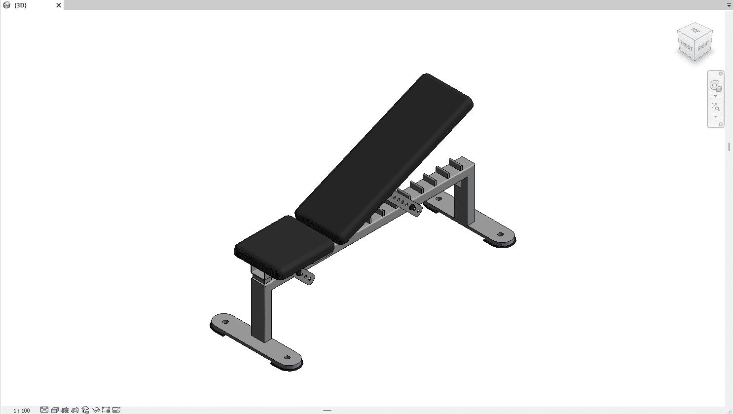 Gym Workout Adjustable Bench Revit model for gym and fitness design