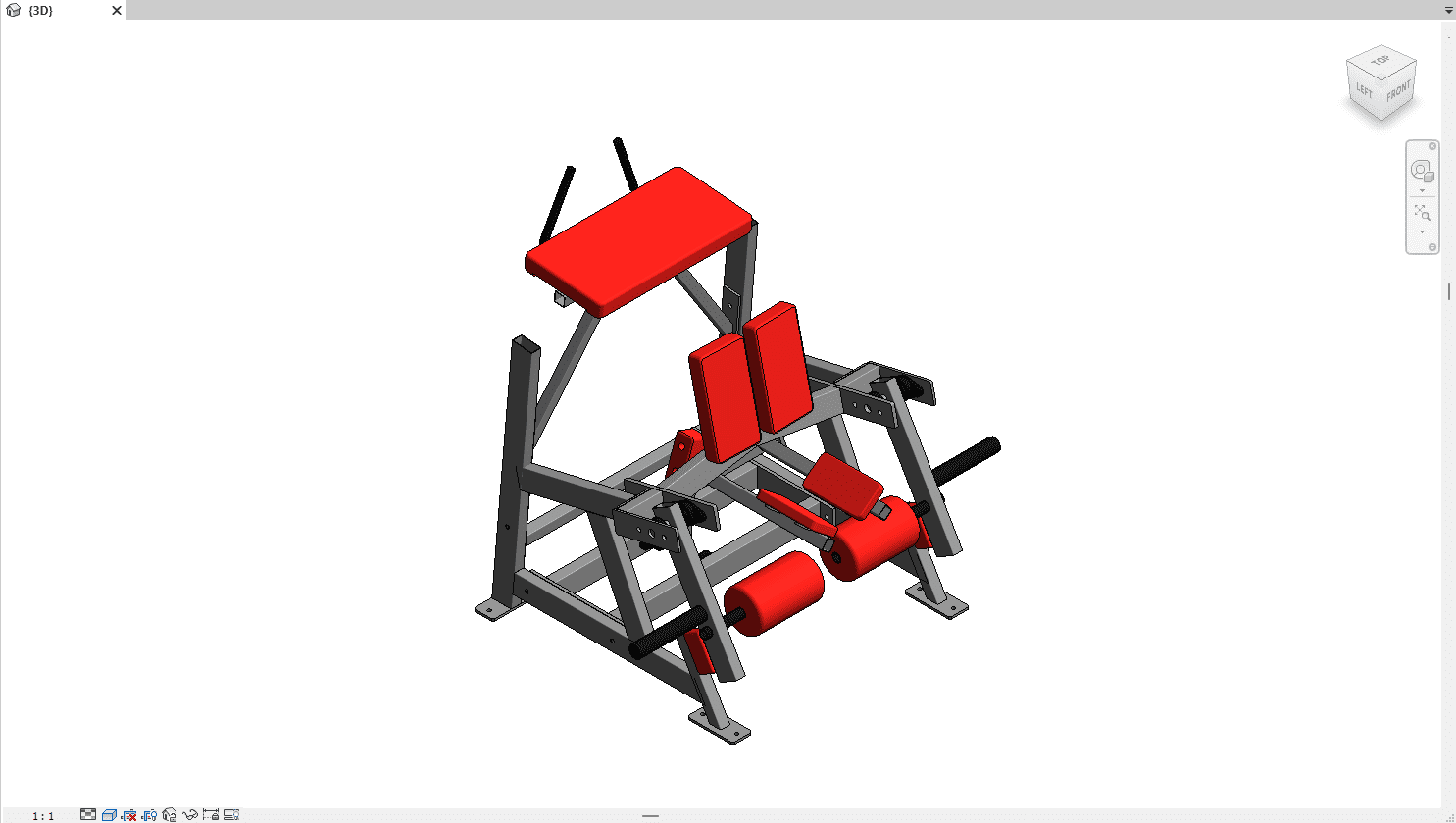 Plate Loaded Kneeling Leg Curl Revit model for gym and fitness design