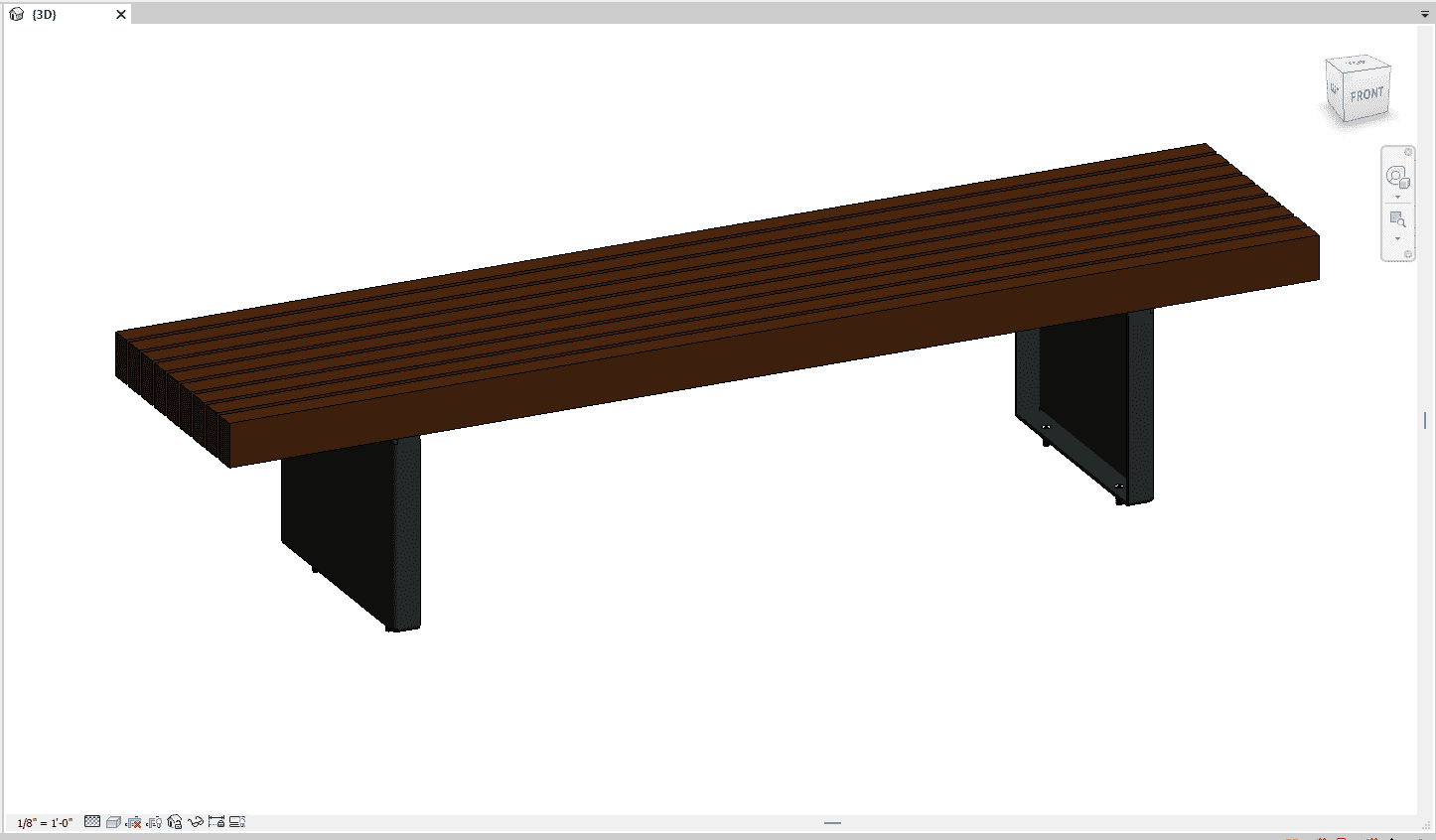 Frame Wooden Bench Revit model for modern outdoor and indoor design.